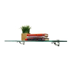 Chrome 4 3/4" X 18" Monarch Floating Glass Shelves - 2 Brackets Included with - Picture 1 of 4