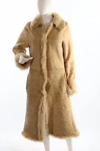 Abrigo largo de piel de oveja de invierno beige piel de oveja Whistles para mujer talla mediana - Imagen 1 de 5