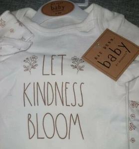 RAE DUNN "LET KINDNESS BLOOM" 3-TEILIGE HOSE/BODY/STIRNBAND GRÖSSE 0-3M Neu mit Etikett - Bild 1 von 6