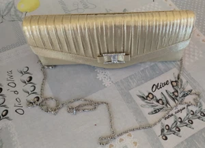 BORSETTA POCHETTE ELEGANTE A MANO TRACOLLA BORSA CERIMONIA DONNA GIALLO ORO - Foto 1 di 1