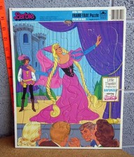 BARBIE as RAPUNZEL frame tray puzzle Patricia Field doll icon w/ pigtails 1984