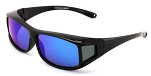 Polarized Fit Over Glasses Sunglasses 60mm Rectangular Frame Unisex Black Brown - Picture 1 of 25