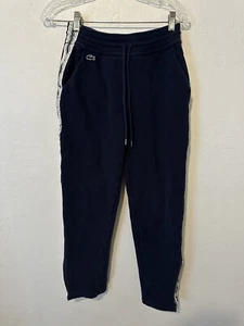 Pantalones deportivos Lacoste para hombre con cordón tejido azul marino 100 % algodón 34 cremallera al tobillo - Imagen 1 de 7
