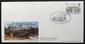 GB Markton 1980 Liverpool Manchester Railway 12p auf Ersttagsbrief, Bressingham - Bild 1 von 2