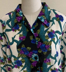 Vintage Impressions Woman Blouse Floral Print Sz 20 XXL Chest 52” 1980s - Picture 1 of 9