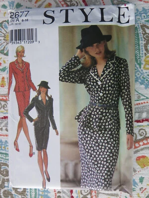 Style 2677 sewing pattern, Suit Jacket and Skirt, Size A 6-16 Uncut - Image 1 of 2