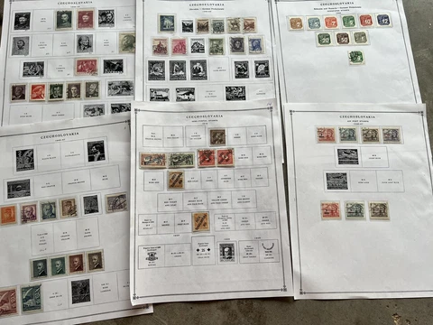CZECHOSLOVAKIA STAMPS ON ALBUM PAGES SEMI-POSTAL, IMPERF, OVPT, AIR POST, & MORE Cover