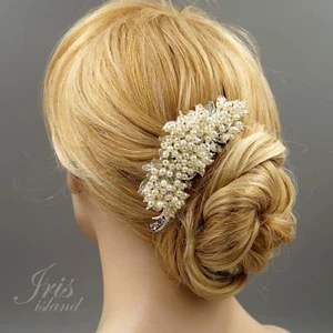 Bridal Hair Comb Pearl Crystal Headpiece Hair Clip Wedding Accessories 09985 S - Picture 1 of 6