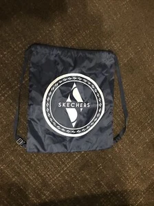 Skechers Nylon Drawstring Backpack Bag Navy Blue 19 1/2" x 16 1/2" Laying Flat - Picture 1 of 4