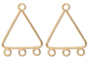 Drop,10 GoldPlated Brass 21x21x19mm Triangle Hoop Chandelier Earring Connectors - Picture 1 of 3