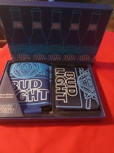  Bud Light Men’s Bifold Wallet &  Koozie Gift Set New in Box  - Picture 1 of 5
