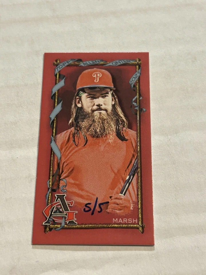 2023 TOPPS ALLEN & GINTER X BRANDON MARSH 5/5 RED MINI SSP PHILLIES COLOR MATCH - Image 1 of 2