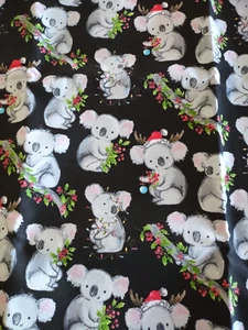 Fabric Traditions Koala Bear Christmas Fabric Scrap 9 1/2" L x 43" W From 2019 - Picture 1 of 3
