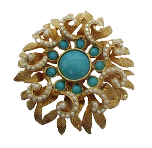DeNicola Vintage Signed Cabochon and Sea Pearl Brooch - Picture 1 of 5