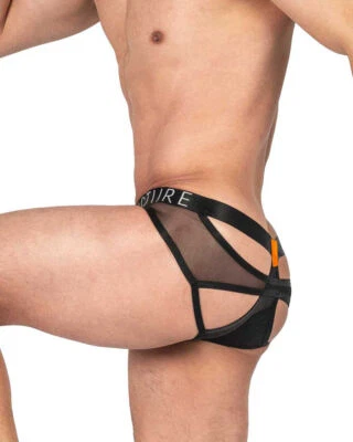 PRIVATE STRUCTURE Alpha Low Harness Mini-Briefs Shades Of Shiny Black 4416 108 - Image 1 of 4