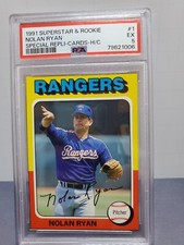 Nolan Ryan #1 Rangers 1991 Superstars & Rookies Magazine  Hand Cut Card PSA 5