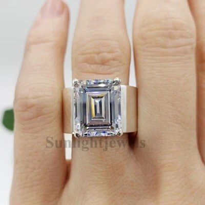 РЕДКОЕ сертифицированное кольцо с одним белым бриллиантом 8,10 карата из серебра 925 пробы - Изображение 1 из 4