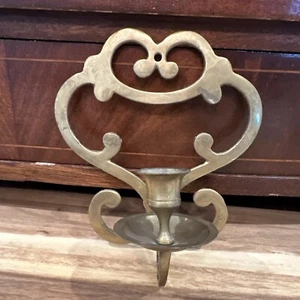 Vintage Solid Brass Wall Sconce Candle Holder Made in India - Picture 1 of 9