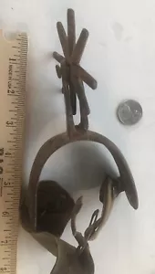 Eight Point Mexican Charro Cowboy Wrought Iron Horse Single Spur Silver Mounted - Picture 1 of 5