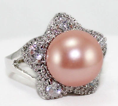 18KGP 12mm South Sea shell pearl  Jewelry Ring Size: 7 8 9  - Image 1 of 4