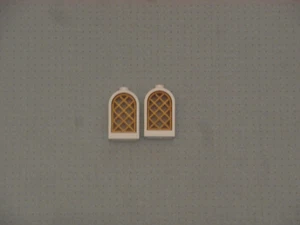 Lego - 2 White Round Top Windows with Gold Lattice Insert (30044) - GMT216 - Picture 1 of 1
