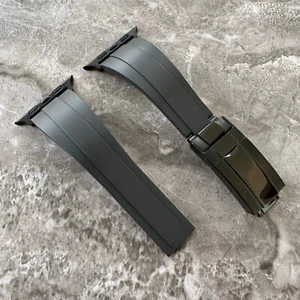 Cinturino orologio OYSTERFLEX in gomma nera con chiusura nera per Apple Watch 38/40/41 mm - Foto 1 di 11