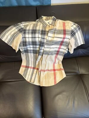 Camisa Burberry Brit Clásica Mezcla Algodón Lino S/S Nova Talla Pequeña Foto 1 de 4