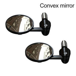 Pair 7/8" Motorcycle Handle Bar Round End Mirrors For Cafe Racer Bobber Cruiser - Picture 1 of 14