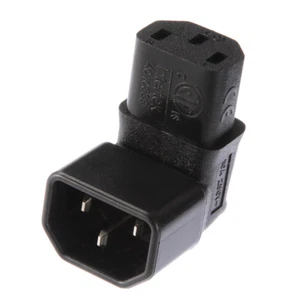 Netzteil Stecker IEC C14 Stecker auf C13 Buchse bis 90 Grad rechter Winkel Konverter - Bild 1 von 4