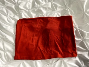 Red Bandeau Top - ASOS Size 12 - Red Cotton Crop Top - Picture 1 of 3