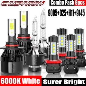 For 2009-2014 Acura TL 8Pcs Front LED HID Headlight+Daytime Fog Light Bulbs Kit - Picture 1 of 12