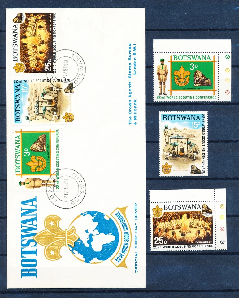 XE55617 Botswana 1969 jamboree scouting FDC used - Image 1 of 1