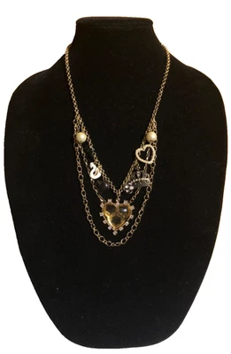Betsey Johnson Multi Hilo Dijes Collar Vintage Joyería Lucite Corazón Corona S Foto 1 de 4