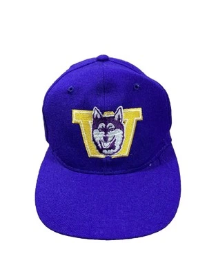 De colección Años 90 Washington Huskies Aguja Americana Cabeza de Bloque Snapback Sombrero Gorra Lana Foto 1 de 4