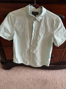 Ralph Lauren Shirt Button Down Boys XL (18/20) Light Green White Seersucker - Picture 1 of 6