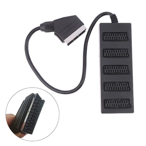 21Pin Scart 5 Way Splitter 21p Scart Male To 5 Female Adapter Connector - Photo 1/11