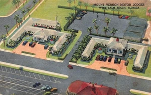 WEAT PALM BEACH FL MT VERNON MOTOR LODGE MOTEL 1955 LINEN POSTCARD 101425 U - Picture 1 of 2