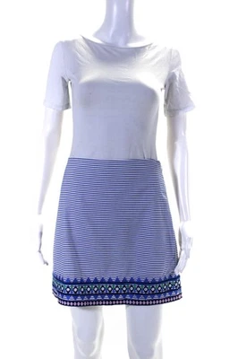 Vineyard Vines Womens Geo Prep Embroidered Margo Mini Skirt Blue White Size 2 - Image 1 of 4