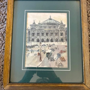 Vintage gerahmter Kunstdruck "Opernhaus" von Donald Art Co. Nr. 1345, Made in USA - Bild 1 von 7