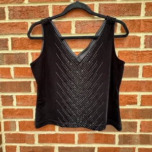 Adrianna Papel Abend Samt Top Gr. M schwarz Perlen Cropped besondere Anlässe - Bild 1 von 9