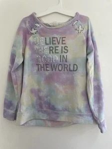 btween Kid Girls Sequin Be The Good Tie Dye Polyester Long Sleeve Shirt Multi 10 - Picture 1 of 7