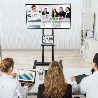 TV Wagen Ständer mit Rollen Standfuß höhenverstellbar neigbar 32-70 Zoll schwarz - Bild 1 von 4