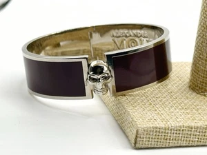 BRACCIALE FIRMATO ALEXANDER MCQUEEN MARRONE SMALTO TESCHIO CERNIERA - Foto 1 di 12