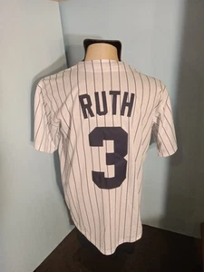 BABE RUTH #3 NY YANKEES COOPERSTOWN COLLECTION JERSEY MEN SZ L STITCH "NEW" - Picture 1 of 7