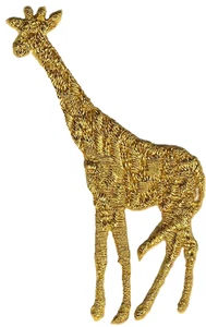 Gold Giraffe Patch Iron-On Jungle Animal Embroidery for Jackets, Bags, Crafts - Picture 1 of 1