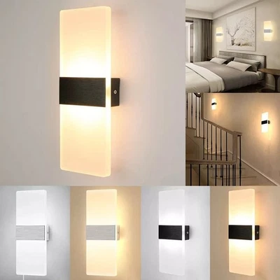 Moderno cubo de iluminación de pared LED para arriba hacia abajo aplique de dormitorio lámpara accesorio de luz interior Foto 1 de 4