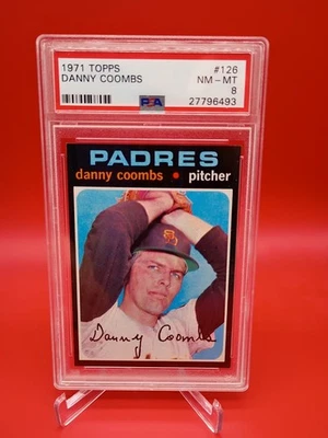 Danny Coombs 1971 Topps #126 San Diego Padres PSA 8 NM-MT - Image 1 of 2