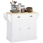 HOMCOM Kitchen Island with Adjustable Shelf Storage Drawers and Cabinets White