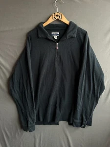 Vintage Champion Sweatshirt mens Large Black Quarter Zip 90s Korea Thermal Sport - Picture 1 of 7