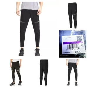 Puma 2XL Men's Runner Pants -Black Waterproof Zipper Pocket Tapered Joggers -New - Picture 1 of 9